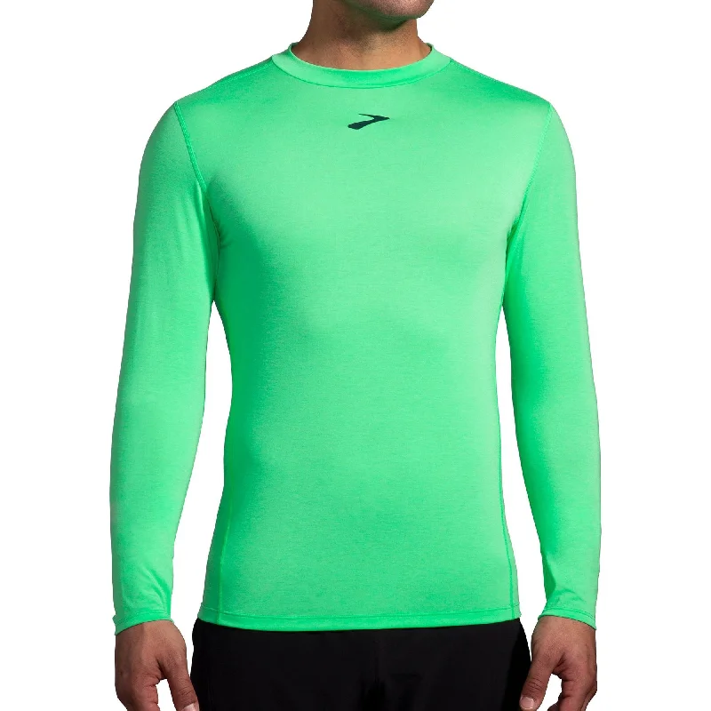 Men’s short-sleeve parch shirts-Brooks High Point Long Sleeve Mens Running Top - Green