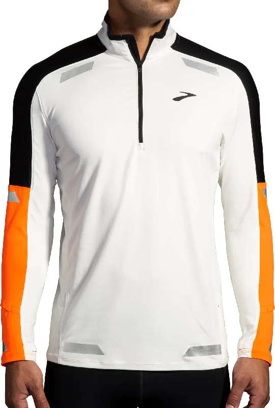 Men’s short-sleeve oriole polos-Brooks Run Visible 2.0 Half Zip Long Sleeve Mens Running Top - Grey