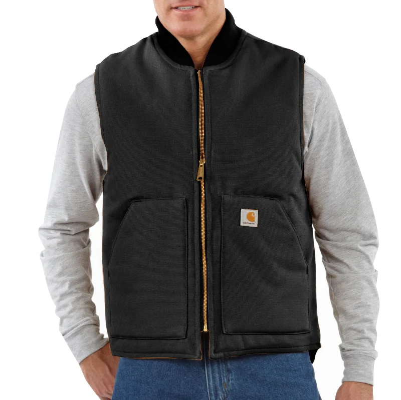 Men’s short-sleeve umber tops-'Carhartt' Men's Duck Vest Arctic Quilt Lined - Black