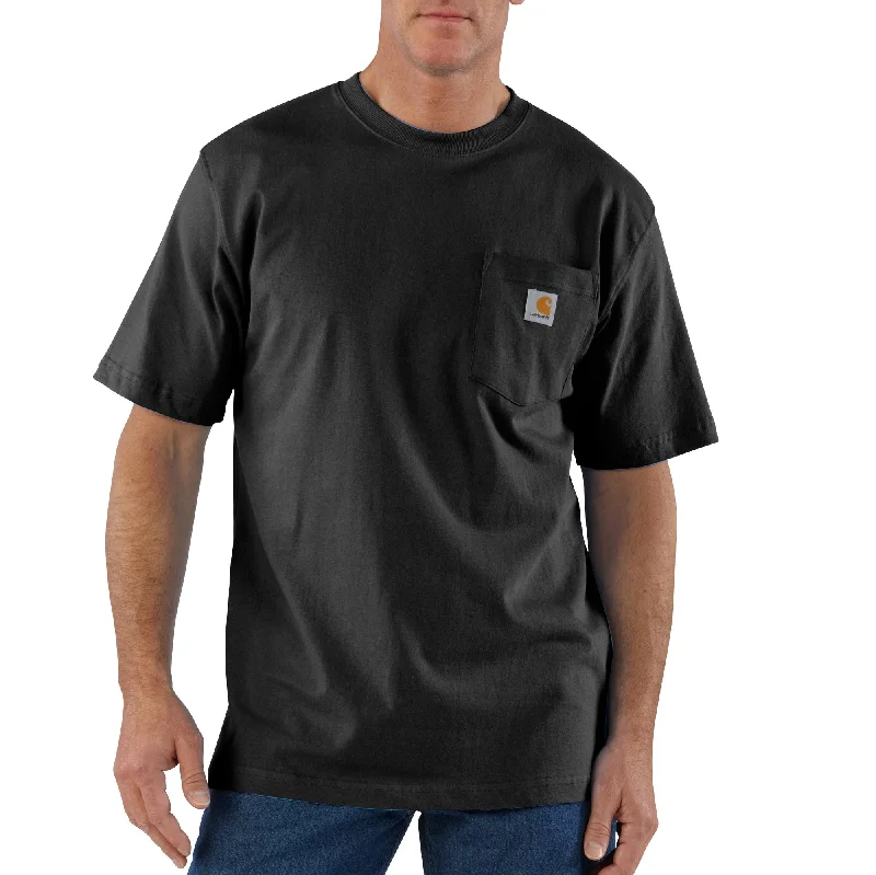 Men’s short-sleeve kestrel polos-'Carhartt' Men's Loose Fit Heavyweight Pocket T-Shirt - Black