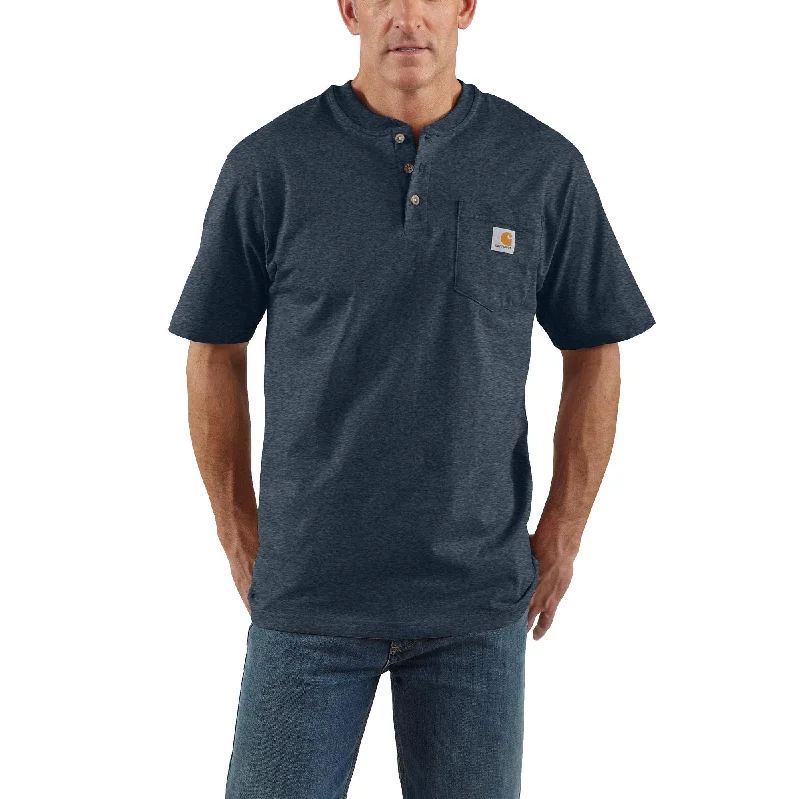 Men’s short-sleeve yarrow tops-'Carhartt' Men's Pocket Short Sleeve Workwear Henley Tee - Dark Cobalt