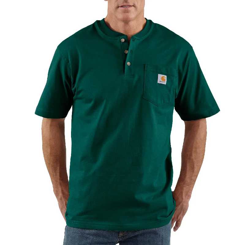 Men’s short-sleeve xylem shirts-'Carhartt' Men's Pocket Short Sleeve Workwear Henley Tee - Hunter Green