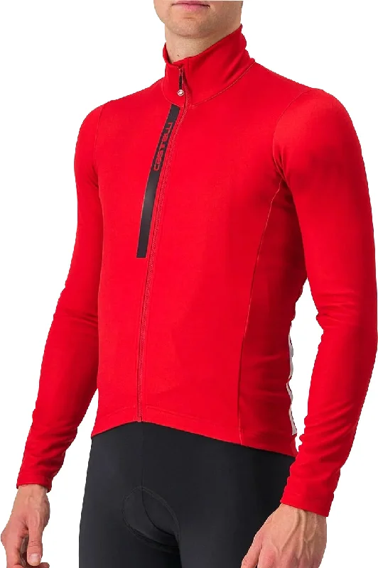 Men’s short-sleeve fawn polos-Castelli Entrata Thermal Long Sleeve Mens Cycling Jersey - Red