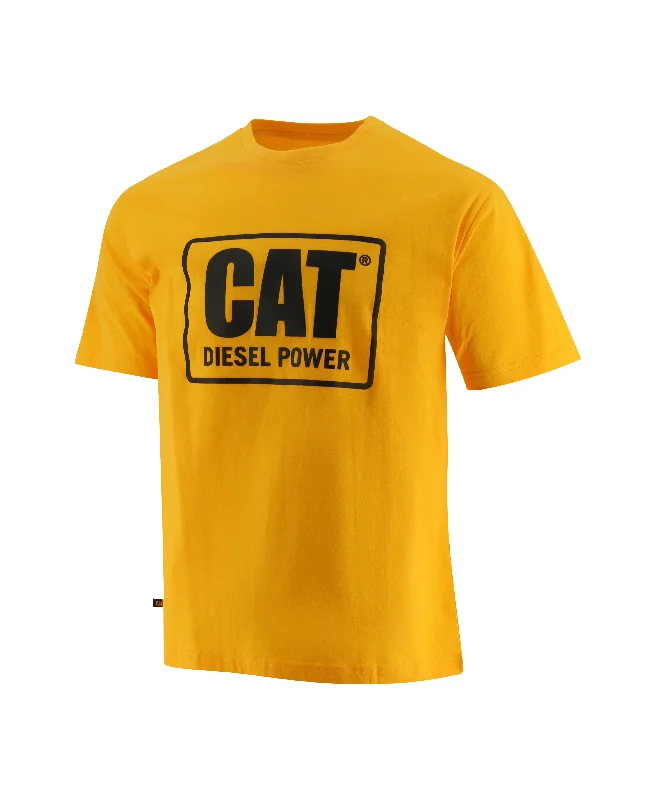 Men’s short-sleeve inlay tees-'Caterpillar' Men's Diesel Power Tee - Yellow / Black