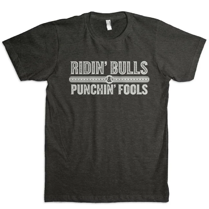 Men’s short-sleeve lark tops-'Dale Brisby' Ridin' Bulls & Punchin' Fools Tee - Black