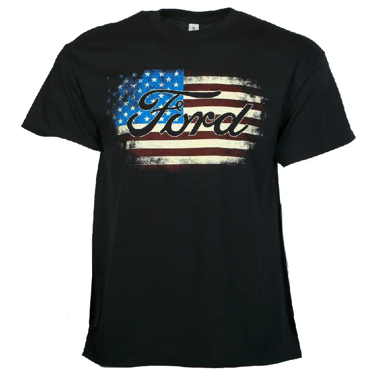 Men’s short-sleeve moot tees-'David Carey' Men's Ford Flag T-Shirt - Black