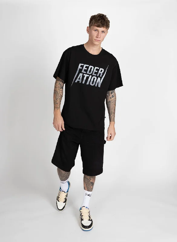 Men’s short-sleeve etch tees-Federation Mens Our Tee On Point Big Black