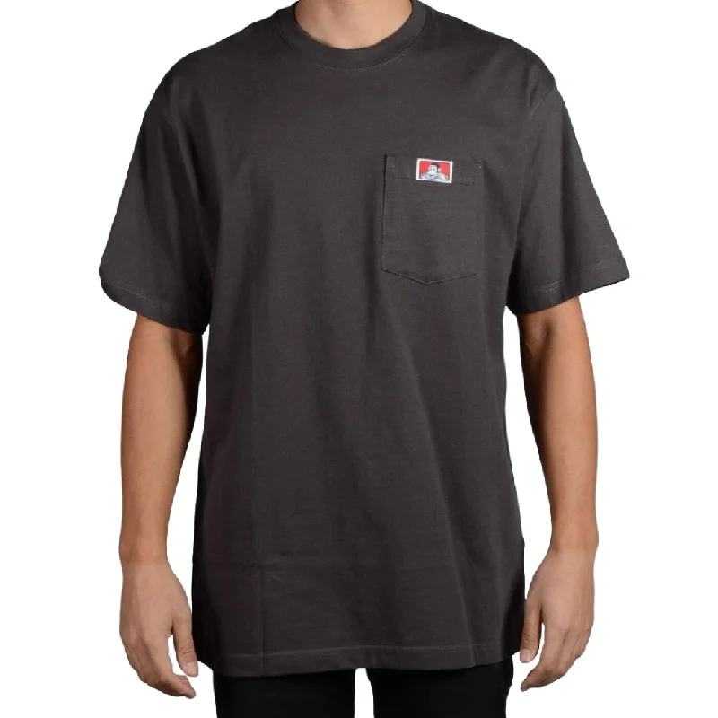 Men’s short-sleeve vent tops-Heavy Duty Short Sleeve Pocket T-Shirt: Charcoal