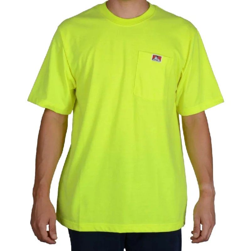 Men’s short-sleeve fizz polos-Heavy Duty Short Sleeve Pocket T-Shirt: Safety Green