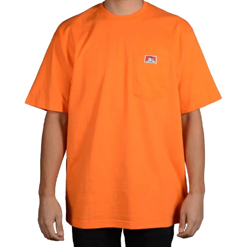 Men’s short-sleeve dint tops-Heavy Duty Short Sleeve Pocket T-Shirt: Orange