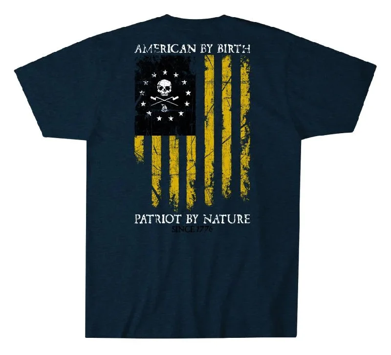 Men’s short-sleeve kestrel polos-'Howitzer' Men's American Nature Short Sleeve Tee - Denim / Black Heather