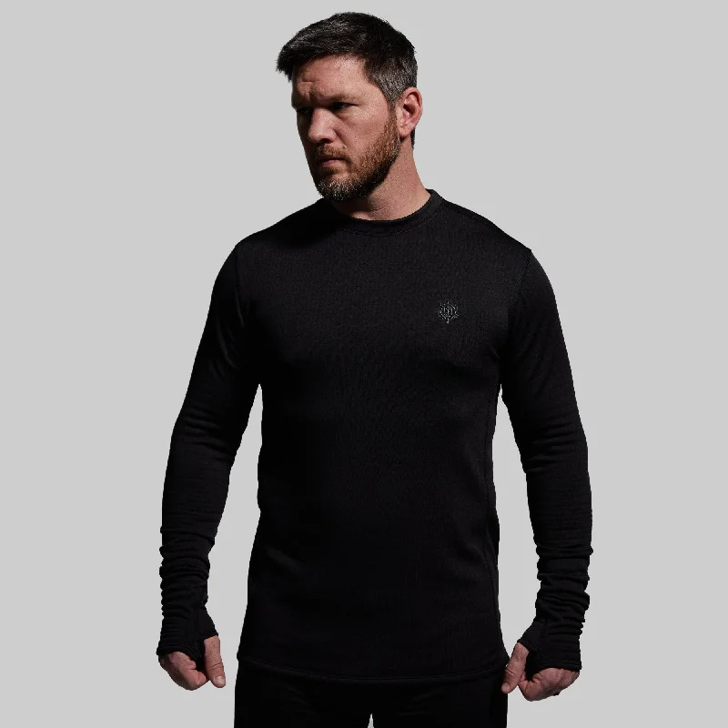 Men’s short-sleeve yew tees-Men's Quiver Long Sleeve Crew (Black)