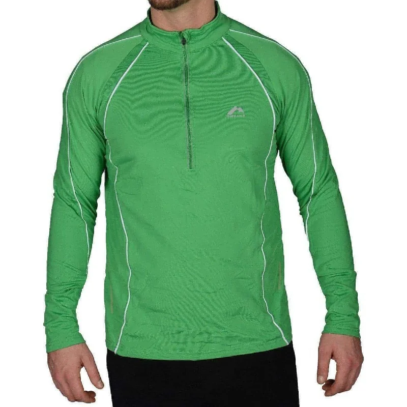 Men’s short-sleeve tawny shirts-More Mile Alaska Half Zip Long Sleeve Mens Running Top - Green