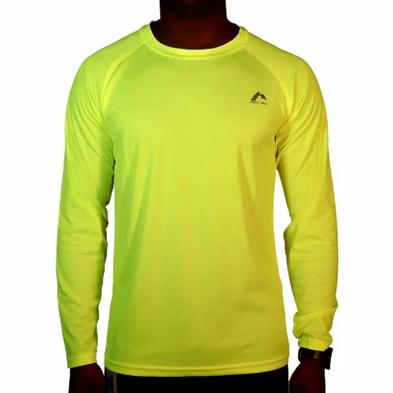 Men’s short-sleeve kestrel polos-More Mile Lumino Long Sleeve Mens Running Top - Yellow