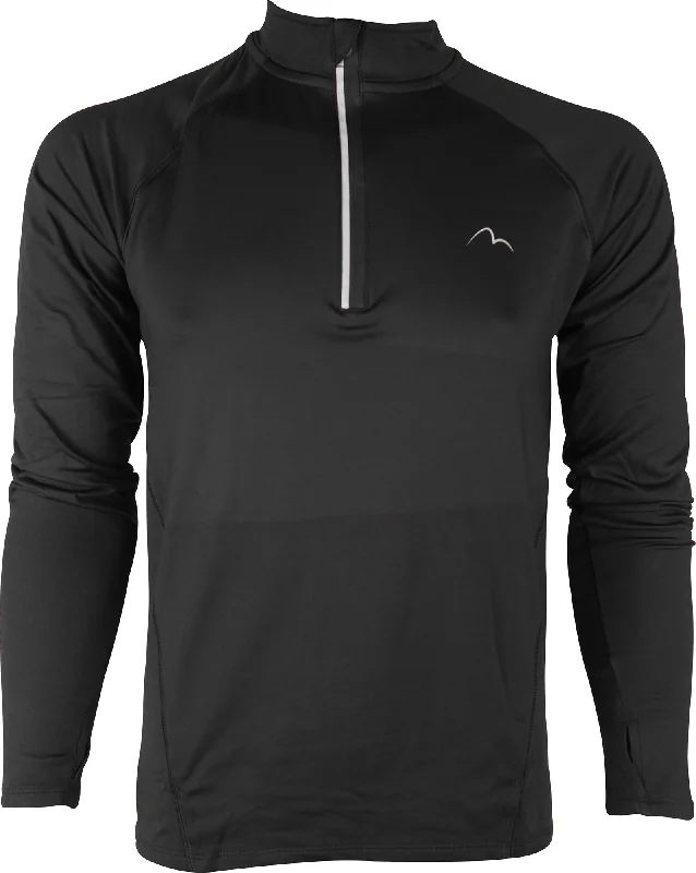 Men’s short-sleeve yarrow tops-More Mile Vivid Half Zip Long Sleeve Mens Running Top - Black