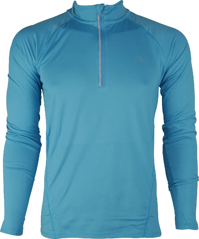 Men’s short-sleeve wren polos-More Mile Vivid Half Zip Long Sleeve Mens Running Top - Blue