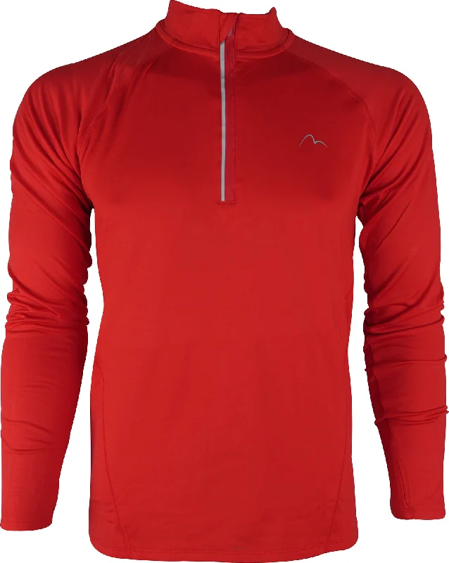 Men’s short-sleeve dapple tops-More Mile Vivid Half Zip Long Sleeve Mens Running Top - Red