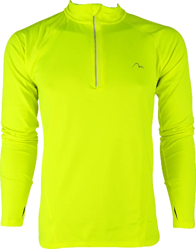 Men’s short-sleeve loam shirts-More Mile Vivid Half Zip Long Sleeve Mens Running Top - Yellow