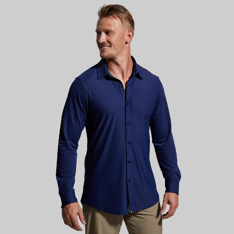 Men’s short-sleeve sable polos-Network Long Sleeve (Midnight Blue)