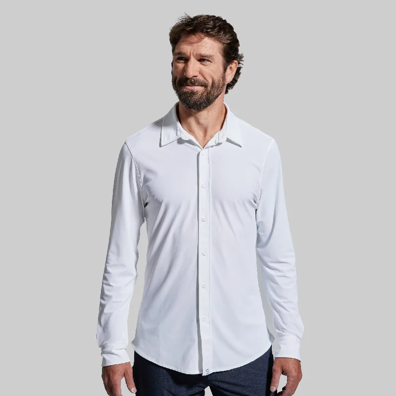 Men’s short-sleeve nook polos-Network Long Sleeve (White)