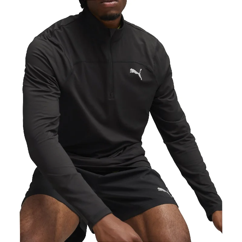 Men’s short-sleeve xylem shirts-Puma Run Cloudspun Half Zip Long Sleeve Mens Running Top - Black