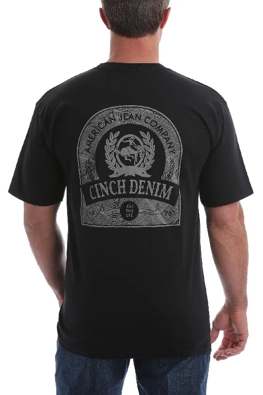 Men’s short-sleeve sable polos-'Cinch' Men's Classic Crew Neck Logo Tee - Black