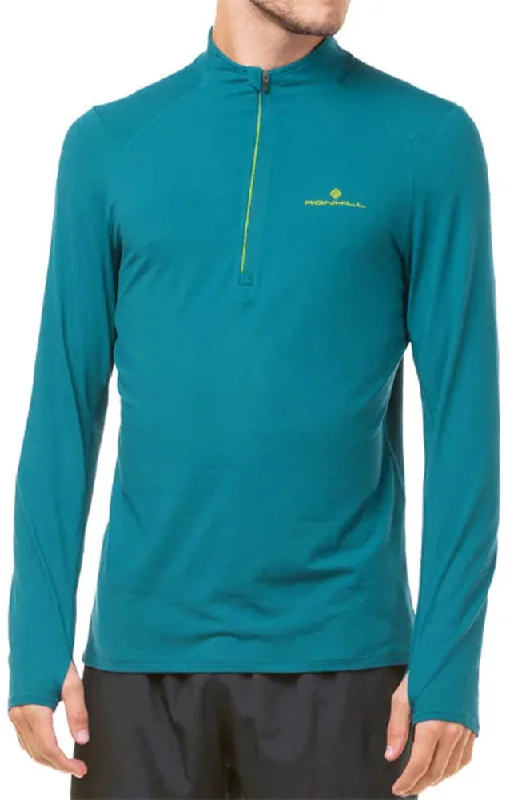 Men’s short-sleeve purl polos-Ronhill Core Thermal Half Zip Long Sleeve Mens Running Top - Blue