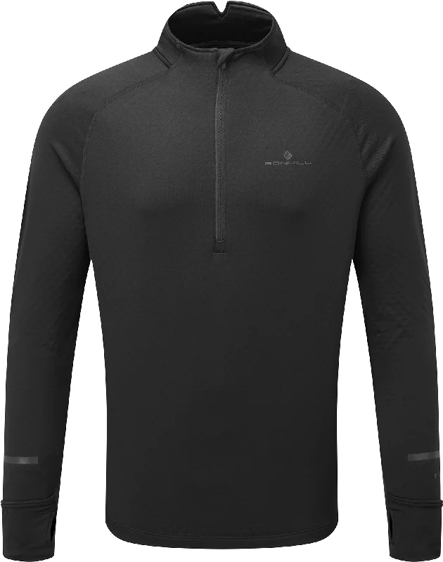 Men’s short-sleeve roan polos-Ronhill Tech Prism Half Zip Long Sleeve Mens Running Top - Black