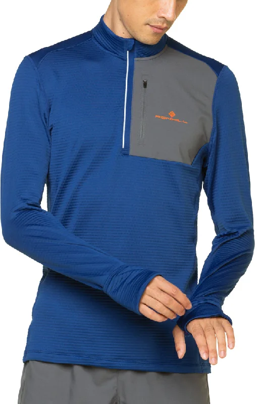 Men’s short-sleeve xeno polos-Ronhill Tech Winter Half Zip Long Sleeve Mens Running Top - Blue