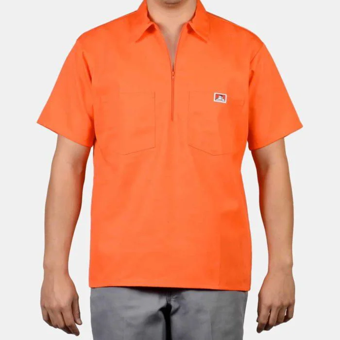 Men’s short-sleeve yore shirts-1/2 Zipper Short Sleeve - Orange