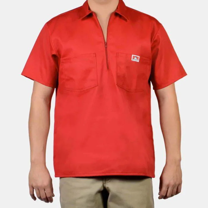 Men’s short-sleeve zest tops-1/2 Zipper Short Sleeve - Red