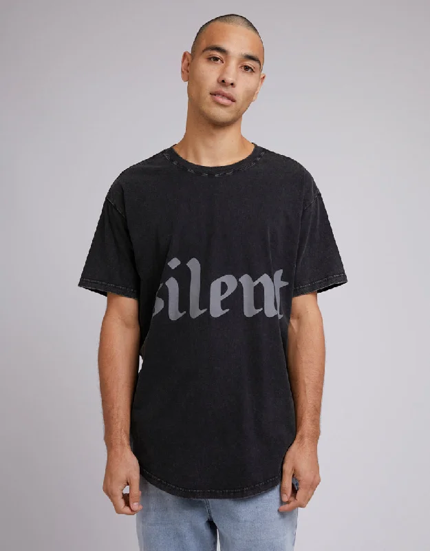 Men’s short-sleeve tilt polos-Silent Theory Mens Wrap Around Tee Washed Black