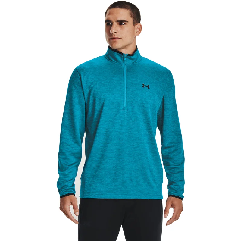 Men’s short-sleeve kink shirts-'Under Armour' Men's 1/2 Zip Fleece - Blue Topaz / Black