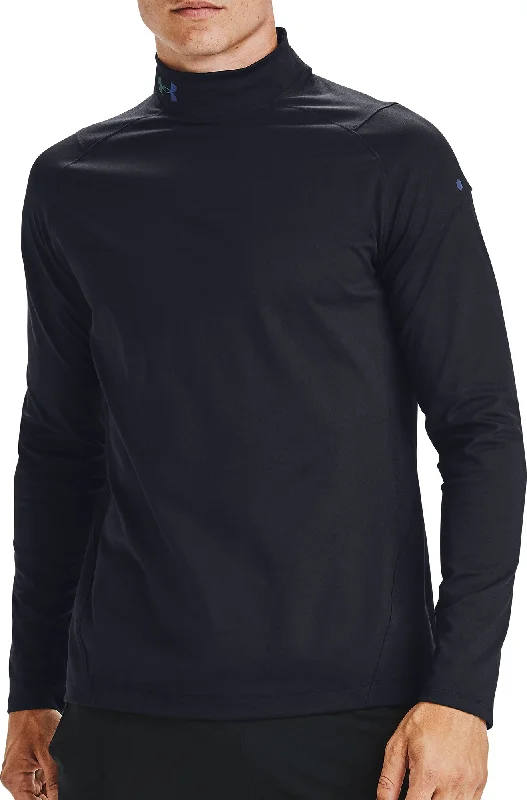 Men’s short-sleeve yew tees-Under Armour ColdGear Rush 2.0 Mock Neck Long Sleeve Mens Running Top - Black