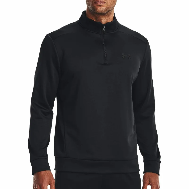 Men’s short-sleeve yew tees-Under Armour Fleece Half Zip Long Sleeve Mens Training Top - Black