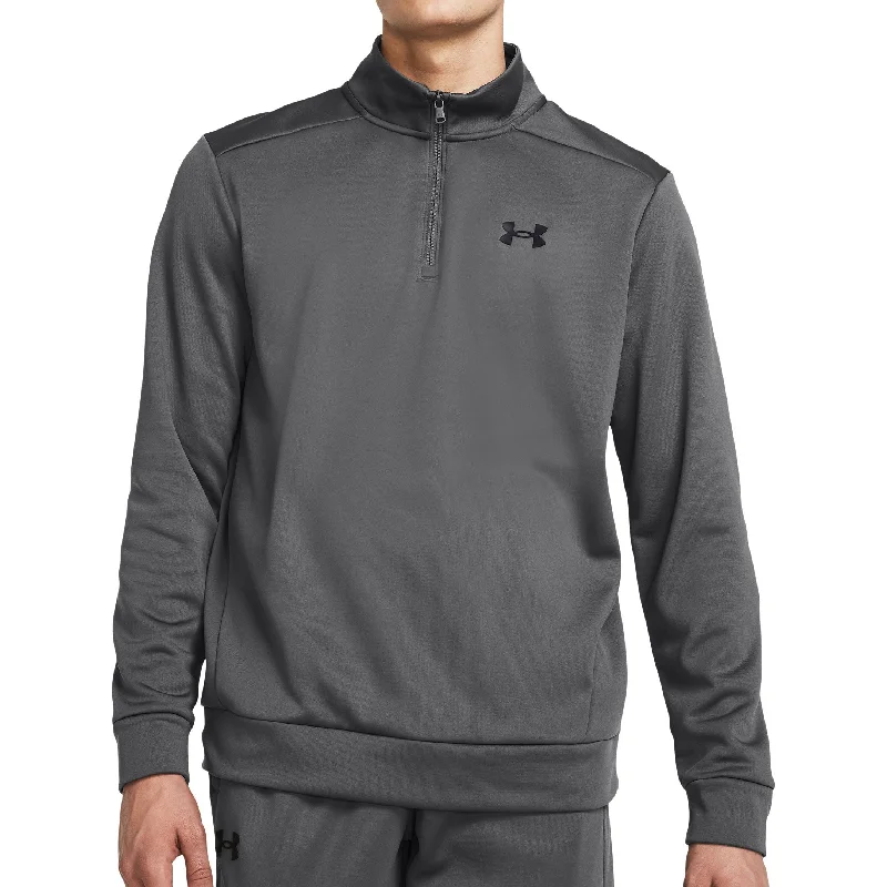 Men’s short-sleeve quip tees-Under Armour Fleece Half Zip Long Sleeve Mens Training Top - Grey