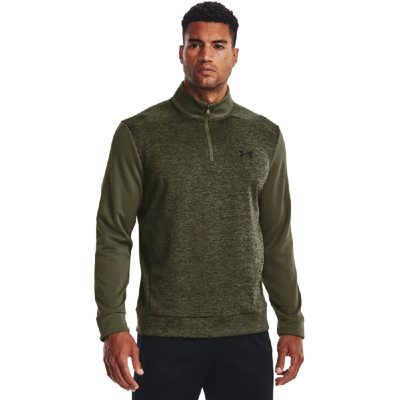 Men’s short-sleeve elm tops-'Under Armour' Men's Fleece Twist 1/4 Zip - Marine OD Green / Black