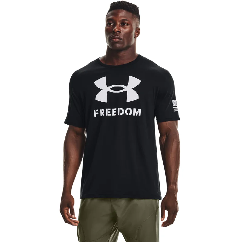 Men’s short-sleeve nook polos-'Under Armour' Men's Freedom Logo T-Shirt - Black / White