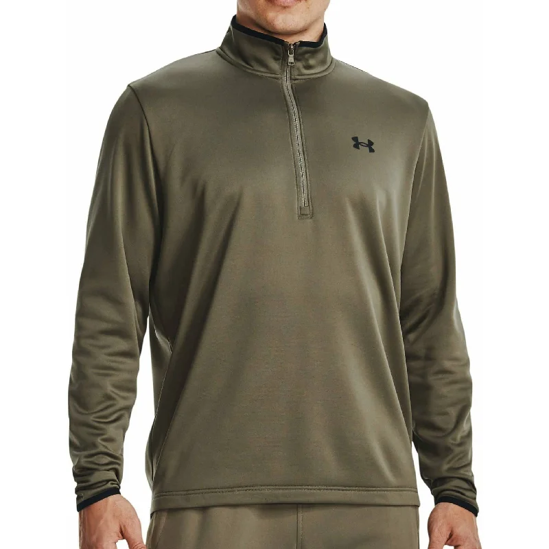 Men’s short-sleeve etch shirts-Under Armour Half Zip Fleece Long Sleeve Mens Training Top - Green