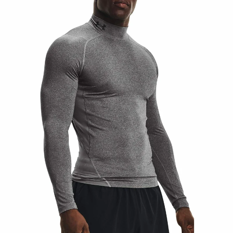 Men’s short-sleeve gush tees-Under Armour HeatGear Mock Long Sleeve Mens Training Top - Grey