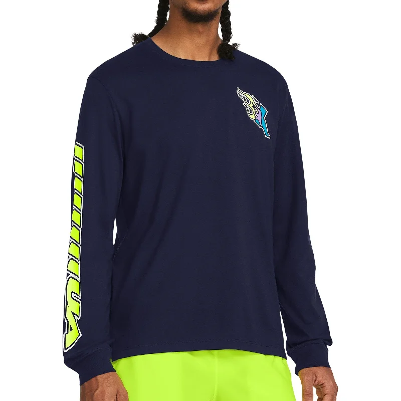 Men’s short-sleeve haven shirts-Under Armour Launch Long Sleeve Mens Running Top - Navy