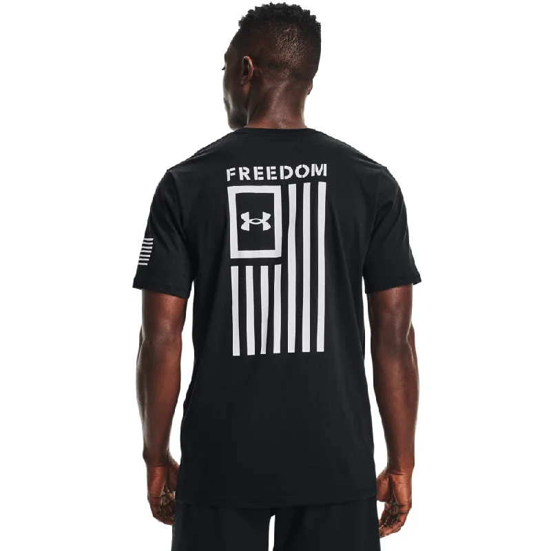 Men’s short-sleeve bluff tops-'Under Armour' Men's Freedom Flag T-Shirt - Black / White