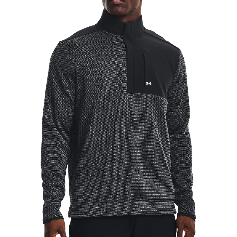 Men’s short-sleeve quill tops-Under Armour Storm Fleece Half Zip Long Sleeve Mens Golf Top - Black