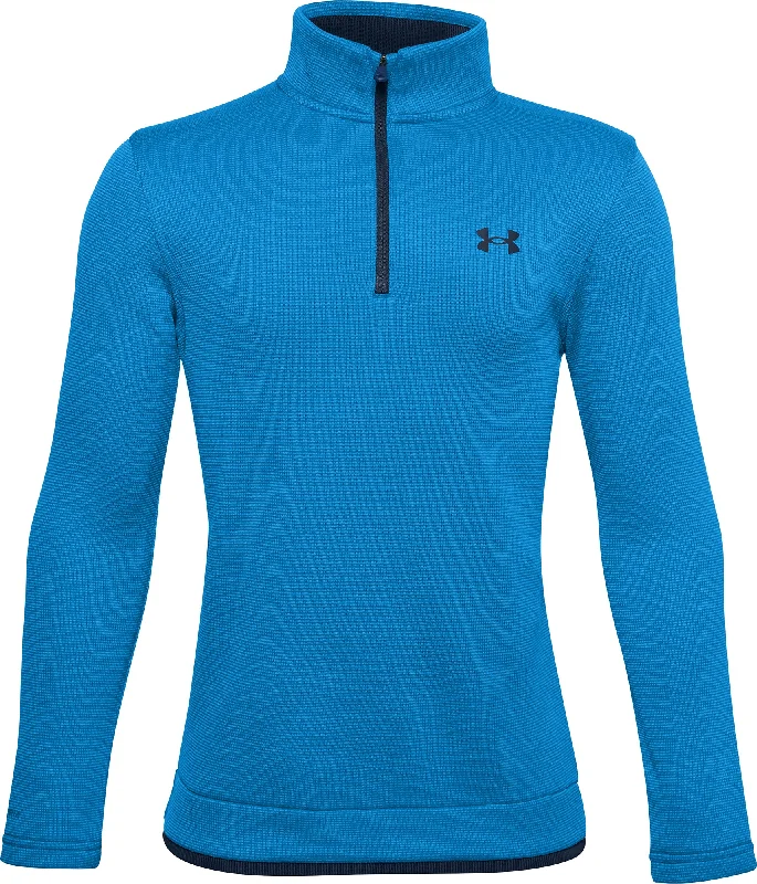 Men’s short-sleeve mote shirts-Under Armour SweaterFleece Half Zip Long Sleeve Junior Training Top - Blue