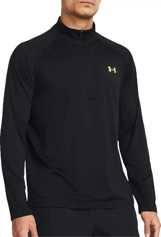 Men’s short-sleeve drake shirts-Under Armour Tech Half Zip Long Sleeve Mens Training Top - Black