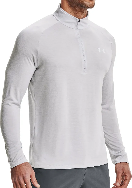 Men’s short-sleeve umber tops-Under Armour Tech Half Zip Long Sleeve Mens Training Top - Grey