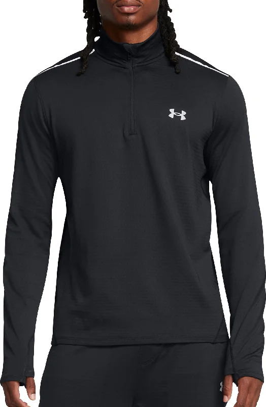 Men’s short-sleeve mote shirts-Under Armour Vanish Cold Weather Half Zip Long Sleeve Mens Running Top - Black