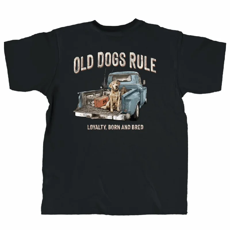 Men’s short-sleeve drake shirts-'Old Guys Rule' Men's Old Dogs Rule Vintage Tee - Black