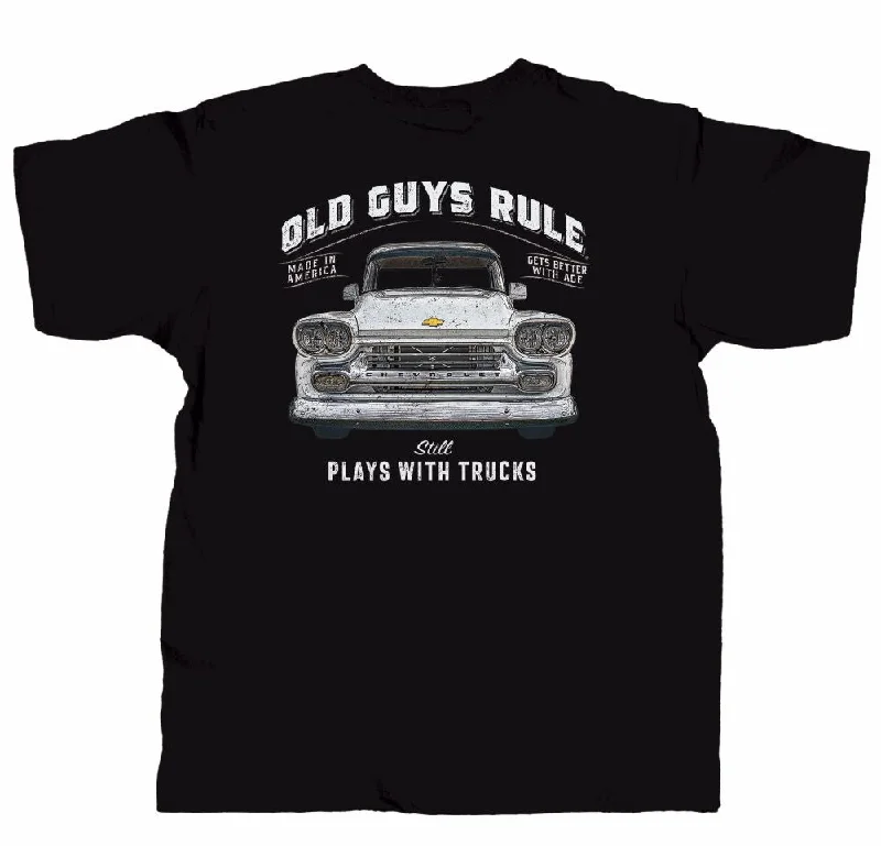 Men’s short-sleeve haven shirts-'Old Guys Rule' Men's Plays With Trucks Vintage Tee - Black