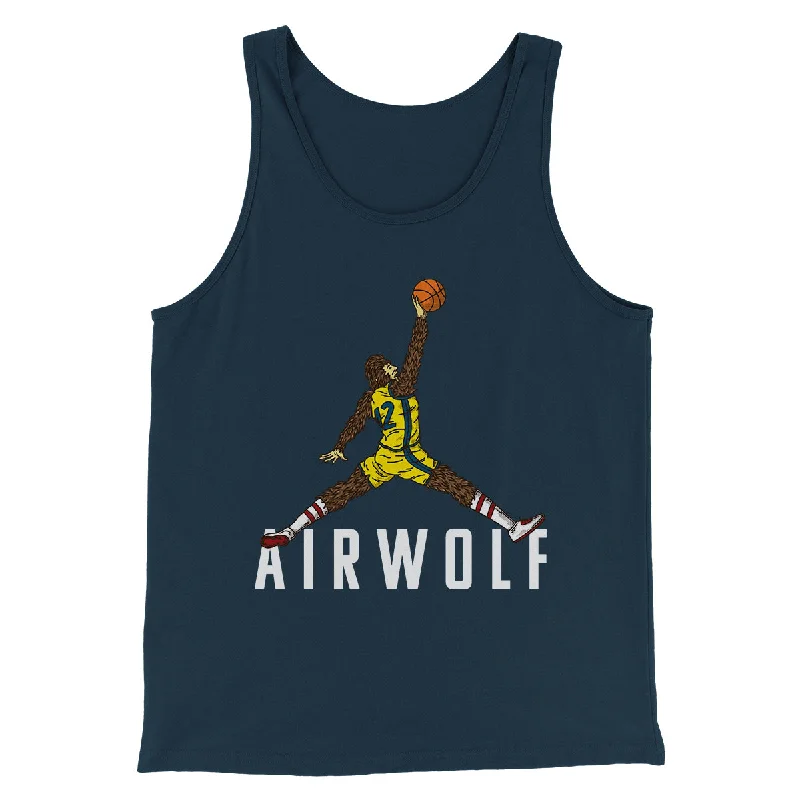 Men’s short-sleeve yew tees-Air Wolf Funny Movie Men/Unisex Tank Top